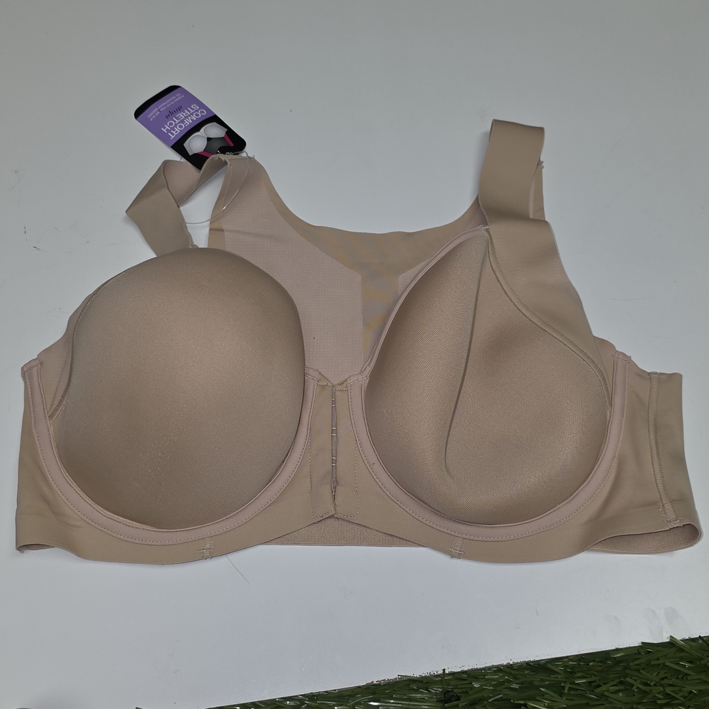 Bali One Smooth Posture Boost T-Shirt Underwire Front Close Beige Bra Size 36D